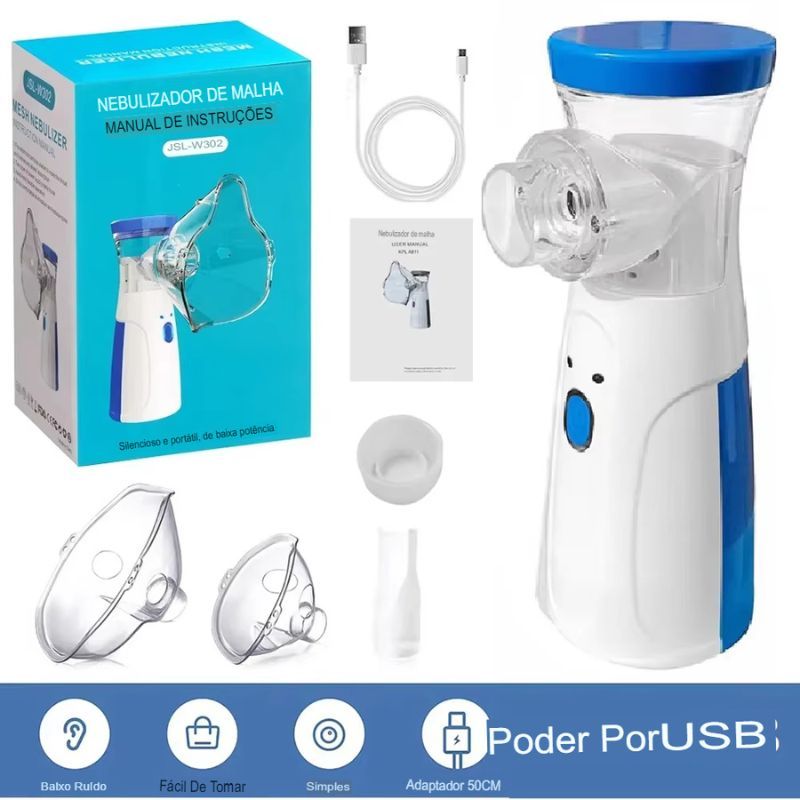 Aparelho P/ Nebulização Inalador Portatil Infantil Adulto Silencioso ...