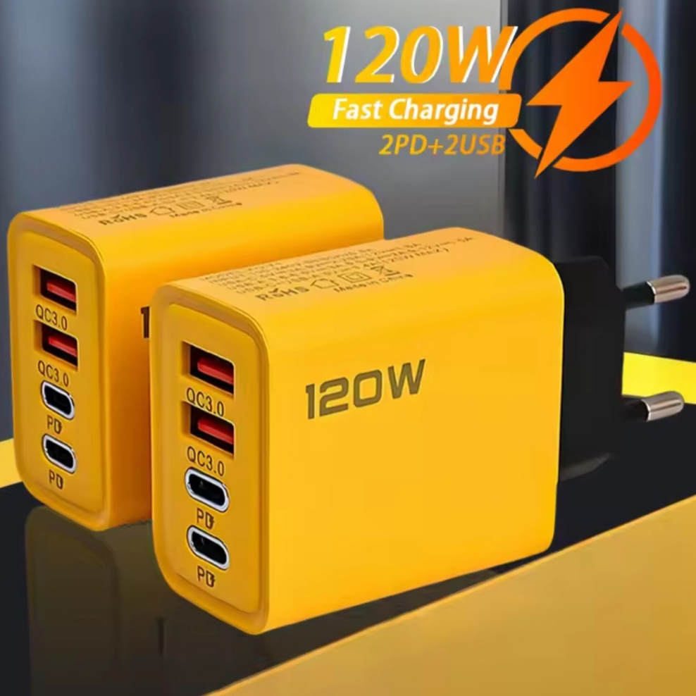 Carregador Super Rápido Turbo 120W - USB Tipo C Plug, PD, Adaptador iPhone 16, 15 Pro Samsung