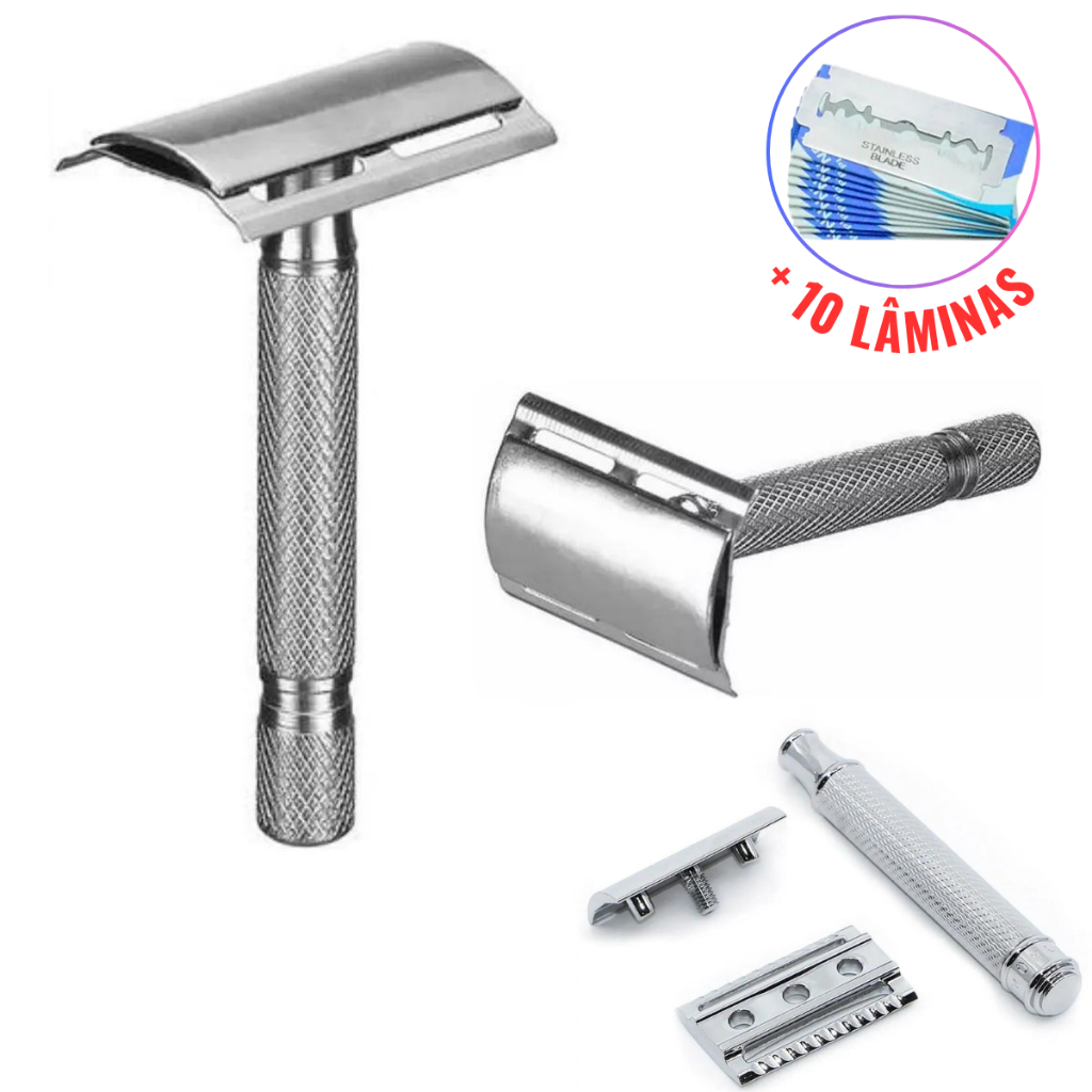 Aparelho De Barbear Articulado Clássico Retrô Antigo Para Barbeador Com 10 Lâminas Afiado