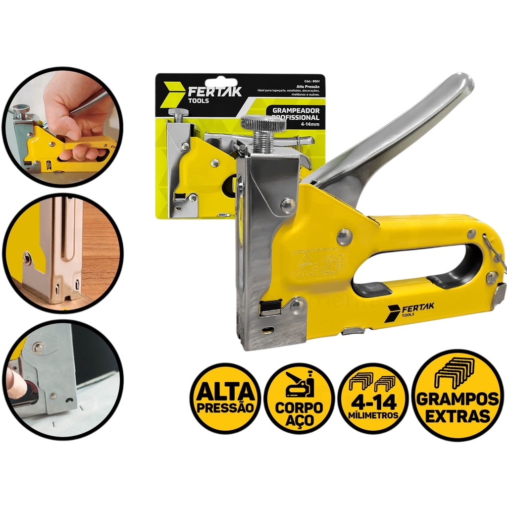 Grampeador Profissional para Madeira Tapeçaria 4-14mm Fertak | Shopee ...