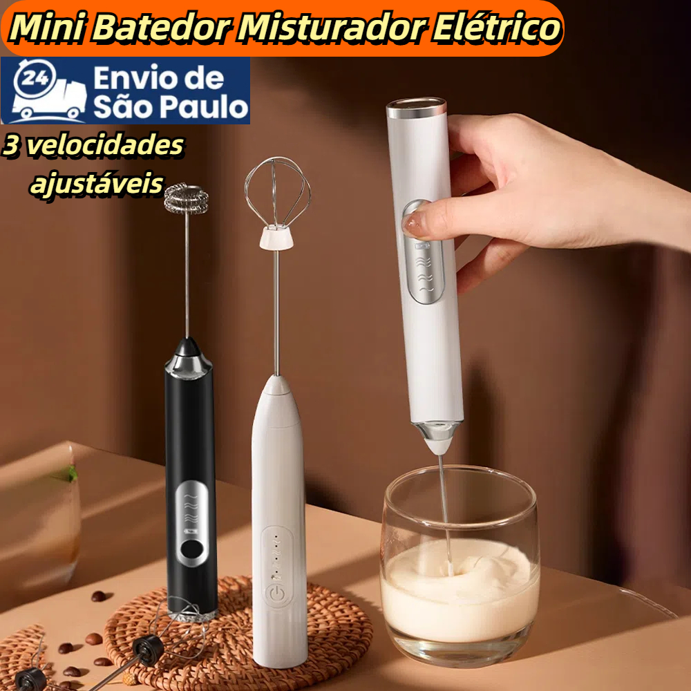 Batedor Misturador Mixer Elétrico para Bebidas Leite Café Clara de Ovos 2 em 1 Utensílios de Cozinha