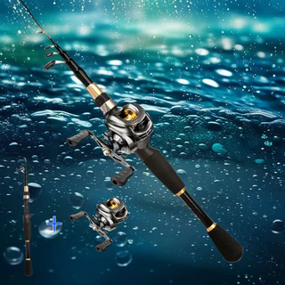 Vara De Pesca Telescópica 1.8-2.4M Ultraleve Portátil + Carretilha De Pesca Profissões 7.2:1 Max Drag 10kg