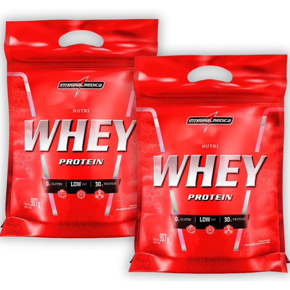 Kit 2x Nutri Whey Protein Integralmédica 900g em Oferta na Shopee