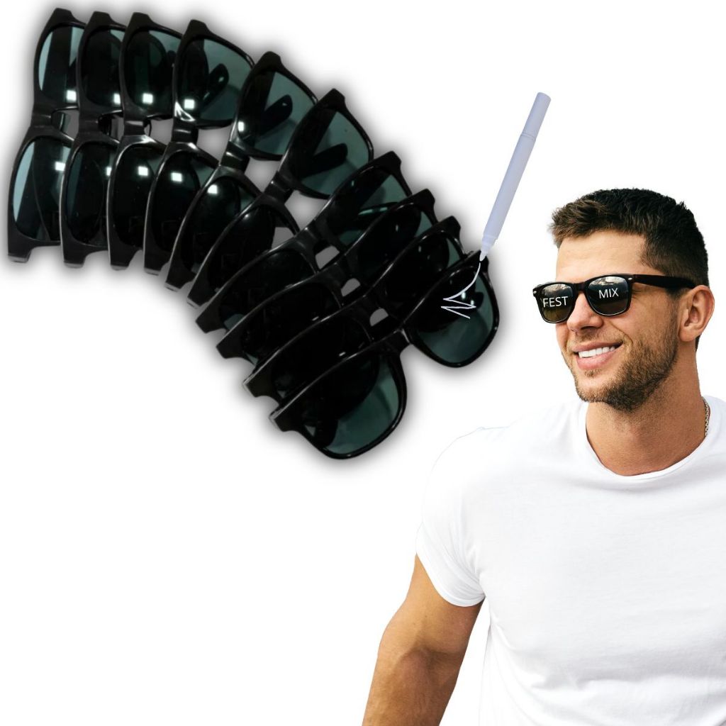 10 | 20 | 30 | 40 Óculos Revoada Preto Premium Para Eventos e Praia Sol + Uma Caneta De Giz