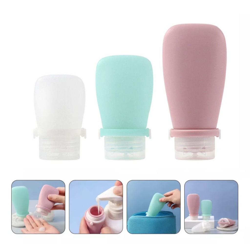 Kit 3 Frascos De Viagem Silicone Portátil sub-Botting de Shampoo ...