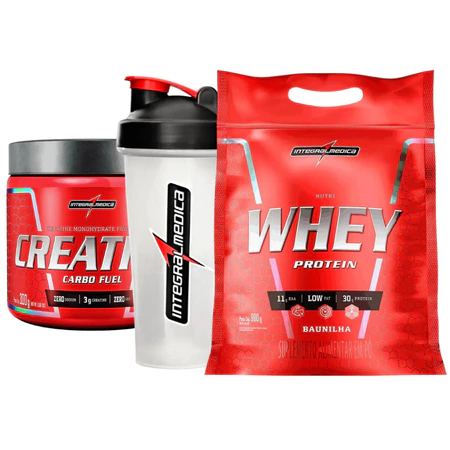 Kit 1x Nutri Whey Protein Refil 900g 1x Coqueteleira 1x Creatina 300g