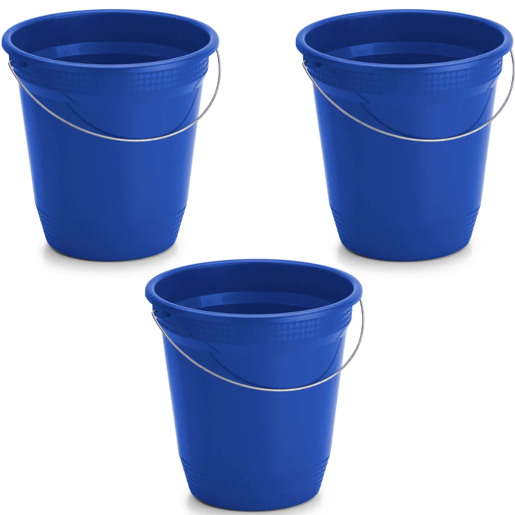 3 Balde Plástico resistente e Reforçado 8 Litros AZUL baldes | Shopee ...