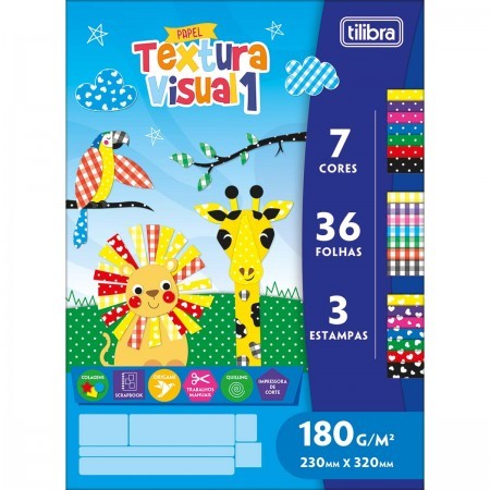 Bloco Papel Textura Visual 1 36 folhas 7 cores 3 estampas 180g 230mm x ...