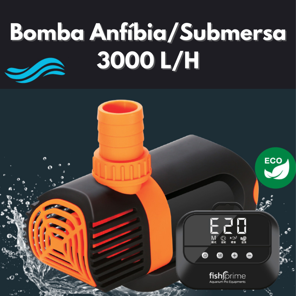 Bomba Submersa/Anfíbia AC 3000 L/H Com Controladora Aquário Lago Tanque ...