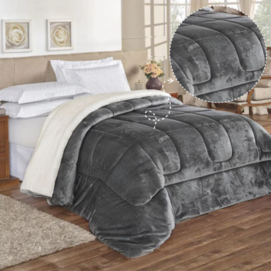 Edredom Cobertor Coberdrom Sherpa Casal Queen 2,40 X 1,60 Grosso Macio Cores Quentinha