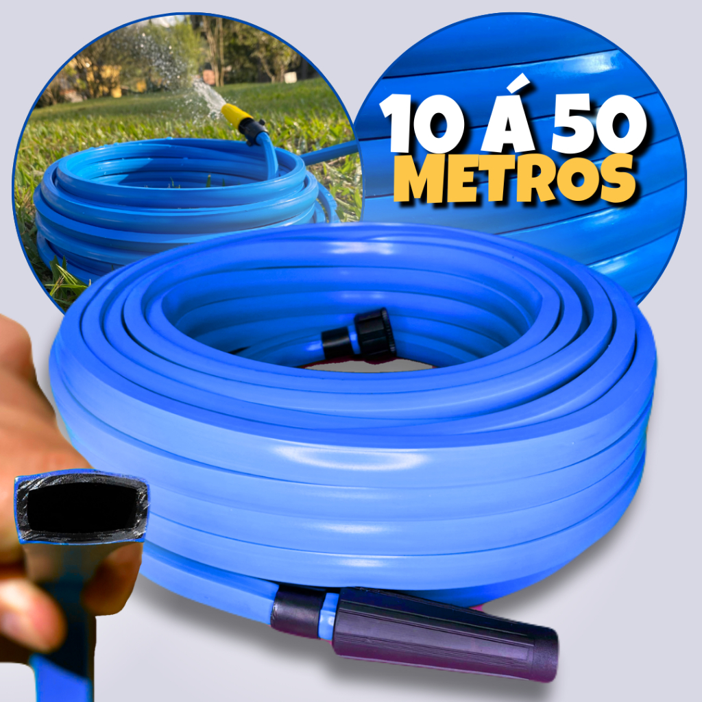 Mangueira de Jardim Chata Azul Antitorção Resistente Flexivel Não dobra ...