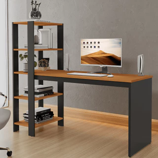 Mesa Escrivaninha Home Milão Estilo Industrial Com Prateleiras Para Escritório E Quarto De Estudo