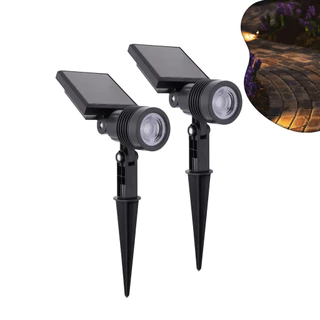 Kit 2 Luminária Espeto Jardim Super Led Quente Energia Solar Spot Es02
