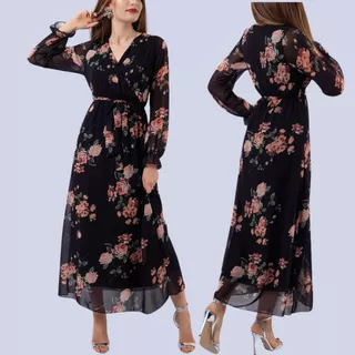 Vestido de festa feminino longo tule manga longa forrado casamento noivado aniversario