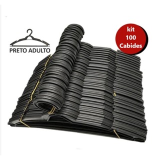 Cabide Adulto Preto Kit 100 unidades Chatinho Reforçado Organizar Roupas Envio Imediato