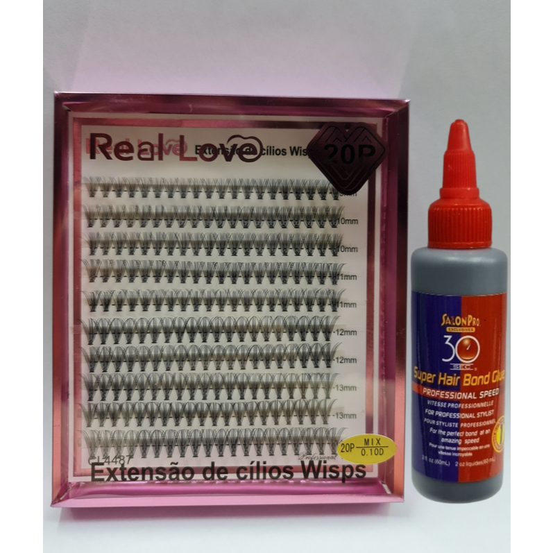 kit Cilios Fio A Fio Tufinhos Sem Nó 20p- Real Love+Super Cola 30/60ML ...
