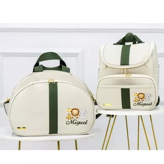 Kit Bolsa Maternidade 2 peças I Mochila Multifunção I Urso Baloeiro Luxo I Térmica