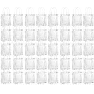 40 peças de saco de presente transparente com alça saco de festa de plástico transparente de PVC em Oferta na Shopee
