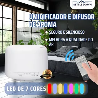 Umidificador Portátil 500ML Aromatizador Luz LED De 7 Cores Com Controle Remoto / Ambiente mais Agradável para Dormir