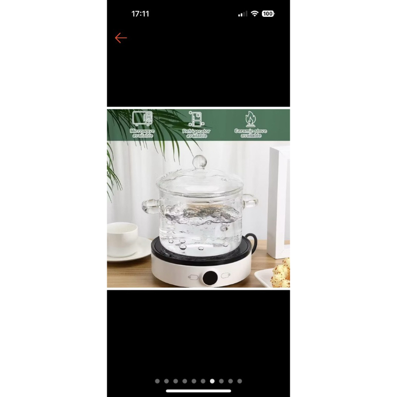 panela de vidro Borosilicato 1,5L pode ir ao fogo cozinha mesa posta |  Shopee Brasil
