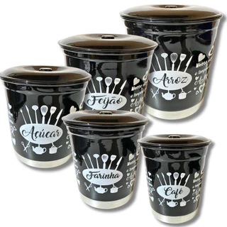 Jogo Mantimentos Pote Decorado Alumínio Color 5 Peças em Oferta na Shopee