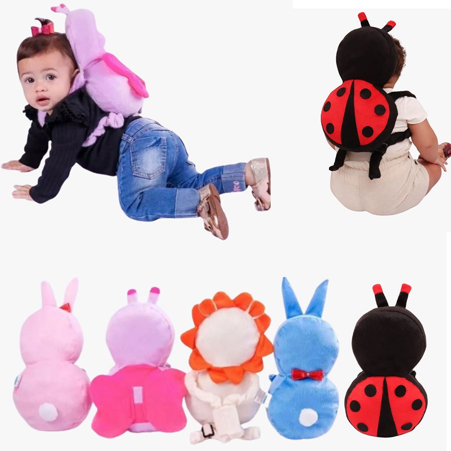 Mochila Protetora de Cabeça e Costas de Bebê Almofada Proteção Bichinhos  Antialérgica