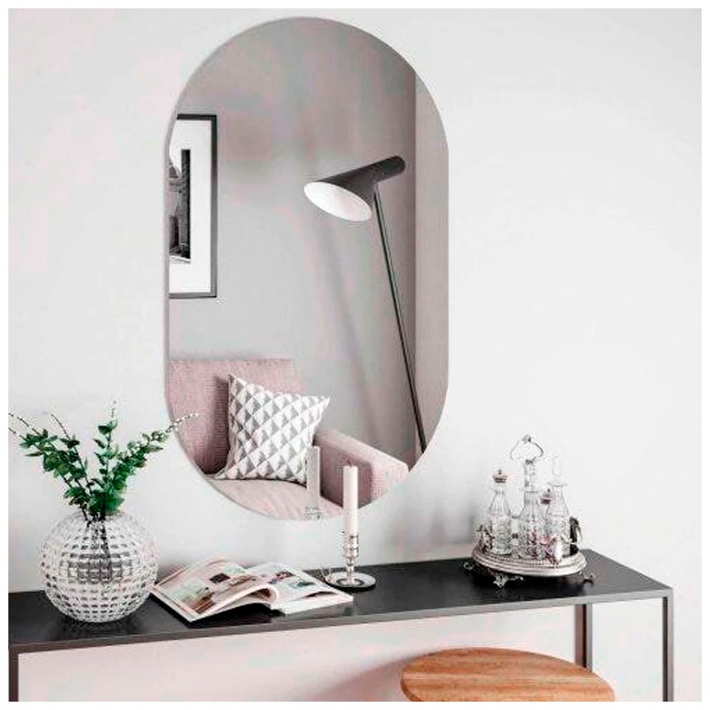 Espelho Oval Lapidado Banheiro Quarto Sala 80 X 50 Cm