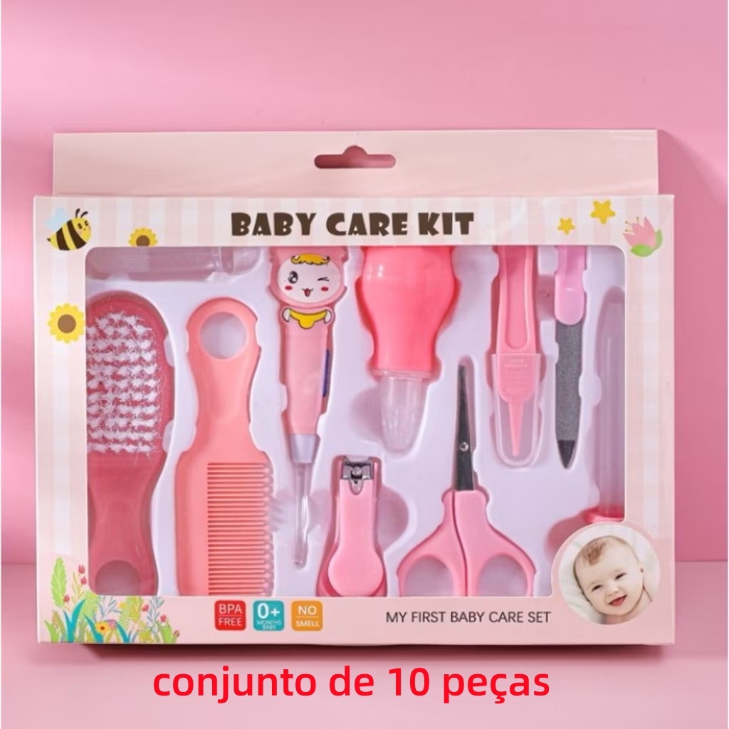 Kit de higiene para bebês, 6 peças e 10 peças, cortador de unhas para recém-nascidos, escova de cabelo, tesoura