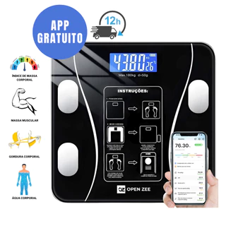 Balança Corporal Bioimpedância Vidro Profissional Bluetooth em Oferta na Shopee