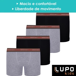 Kit 4 Cuecas Boxer Infantil Lupo Box Menino Algodão Original