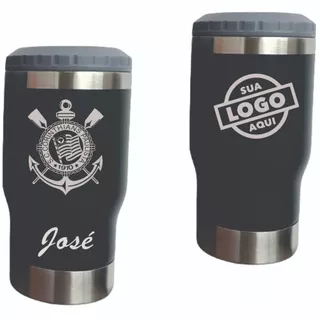 COPO TÉRMICO long neck inox 420 ml personalizado a laser nome times logo
