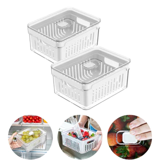 Kit 2 Organizadores 2,2 Litros de Geladeira Acrílico para Alimentos Vegetais Cozinha - OU