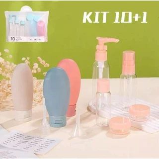 Kit 11 peças Porta Shampoo Frascos Pote Creme Para Viagem em Oferta na Shopee