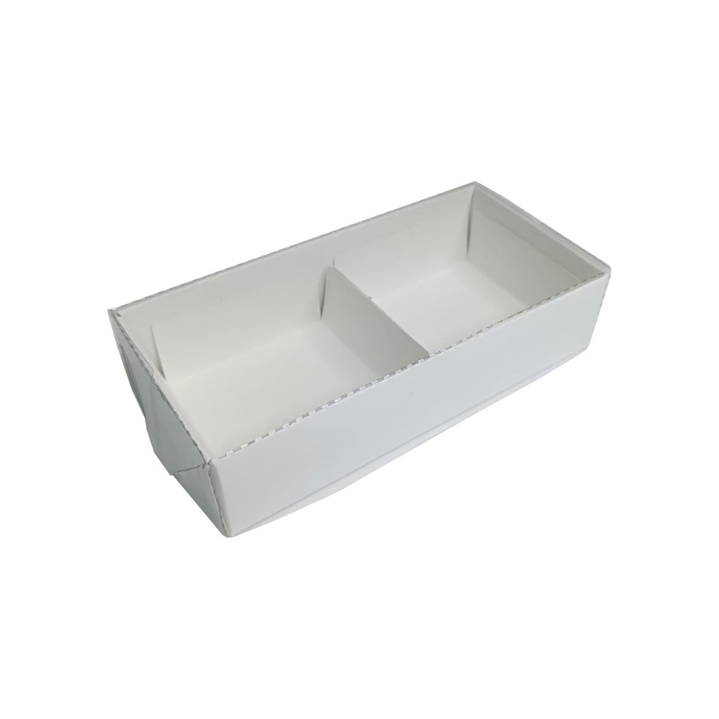 Caixa para 02 Brownie com Pétala 14,5x7x3,5 BRANCO Tampa PET
