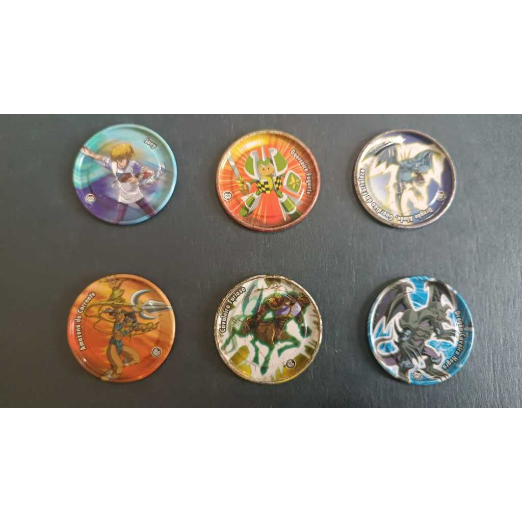Tazos Yu-Gi-Oh! Metal Elma Chips Coleção 1996 - Lote Exclusivo com 6 Itens Diferentes