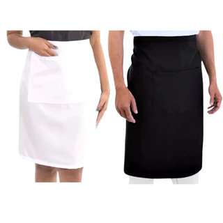 Avental saia com bolso 62X100cm PRETO/BRANCO