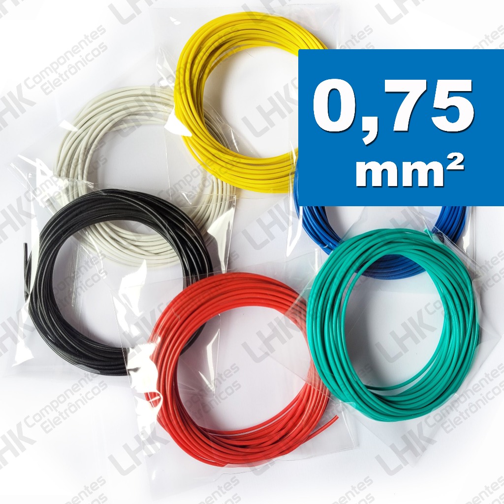 KIT Fio Cabinho Flexível 0,75mm para Eletrônica em Cobre Estanhado 6 ...