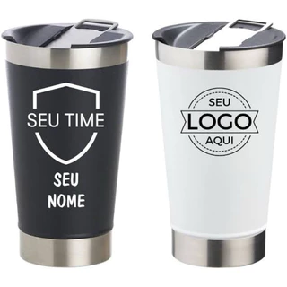 Copo térmico personalizado. Nome, time, logo, empresa. Com tampa e abridor.