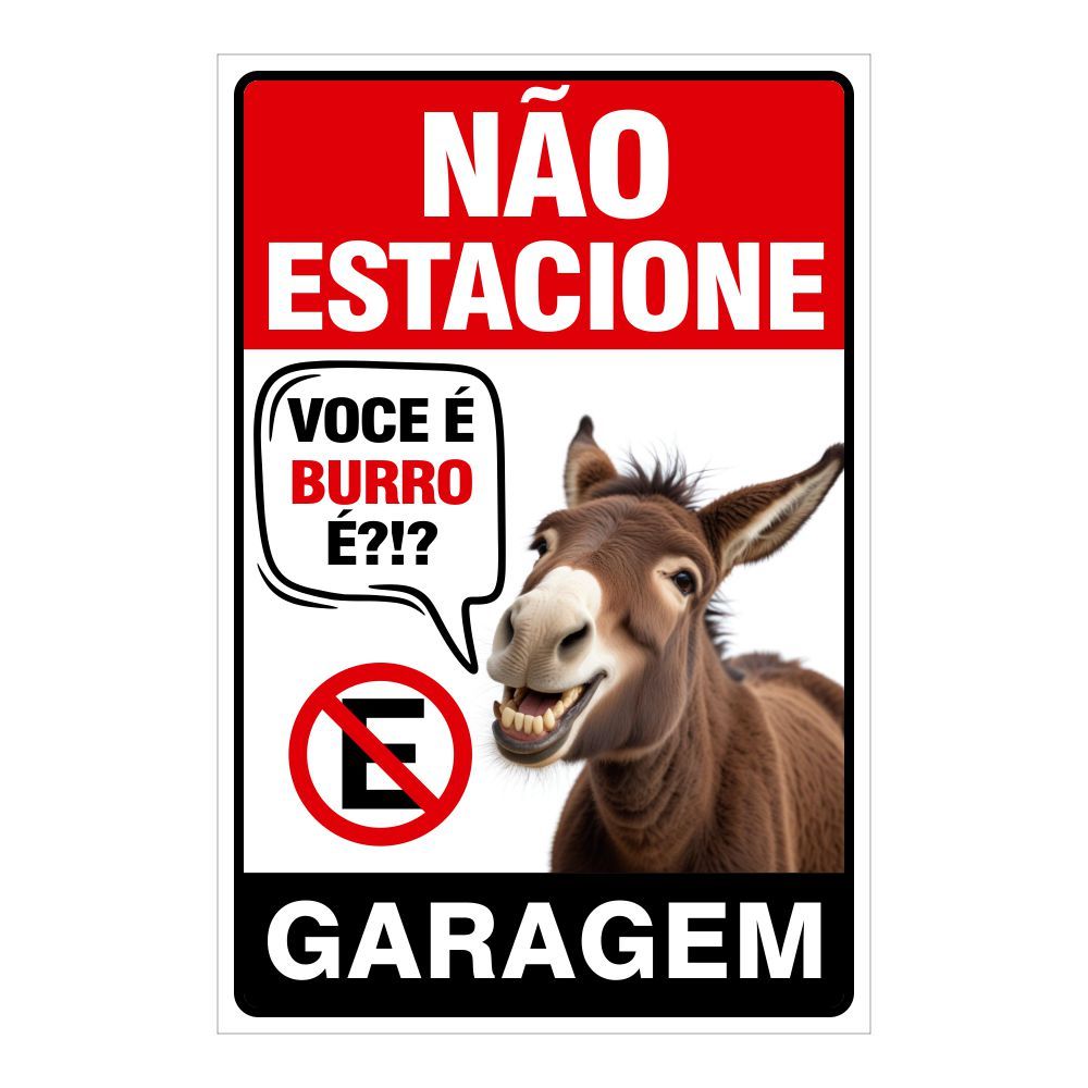 Placa Não Estacione Garagem Você é Burro É - 20cmx30cm | Shopee Brasil