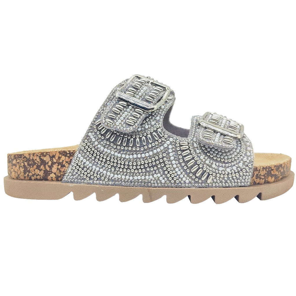 Sandálias planas femininas Sandálias de strass originais elegantes e ...