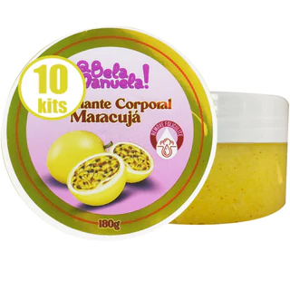 KIT 10 ESFOLIANTE CORPORAL MARACUJÁ Q BELA MANUELA PELE LIMPA E HIDRATADA