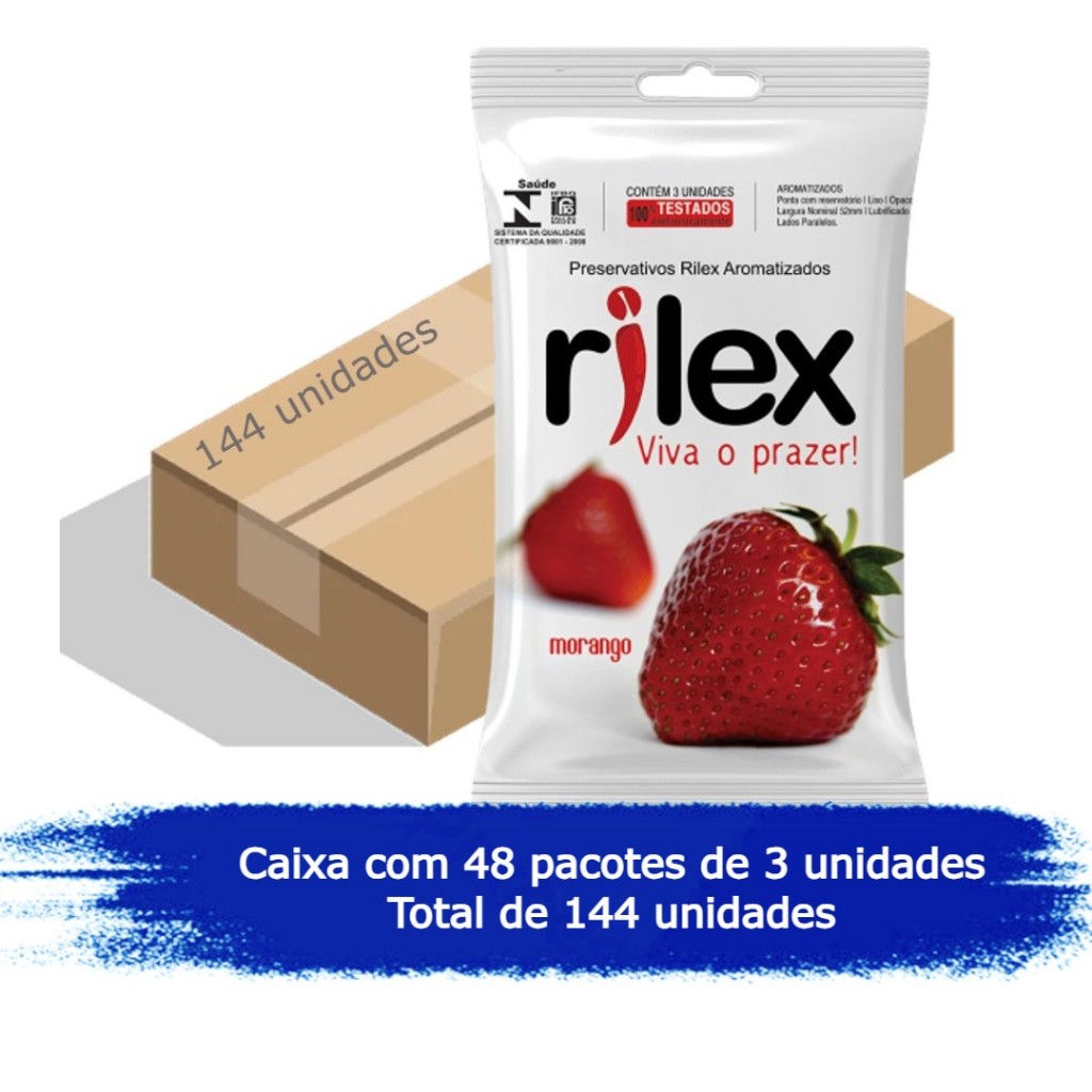 Camisinha Preservativo Rilex aroma morango caixa com 144 unidades ...