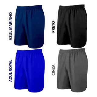 KIT 4 (QUATRO) BERMUDAS SHORTS CALÇÃO LISO ADULTO MASCULINO UNISEX ELASTICO CORDÃO