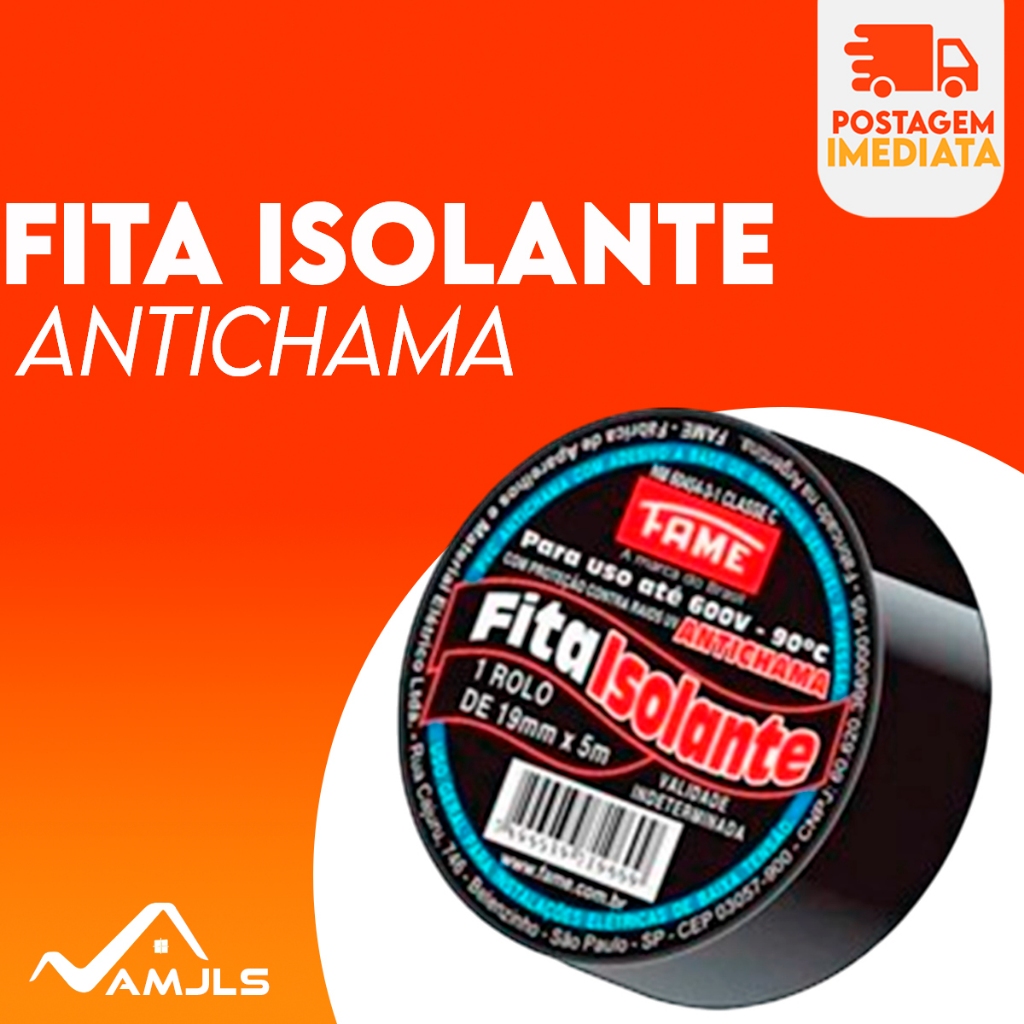 Fita Isolante Anti Chama Fame 19mm X 10m Classe C | Shopee Brasil