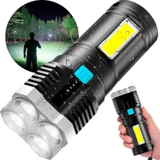 Lanterna Led Prova Dágua 4 Núcleos Potente Usb Recarregável