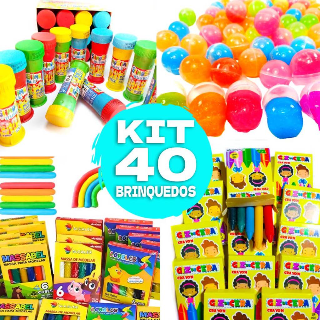 Festa Infantil Kit Lembrancinha 40 Brinquedos com Saquinho Surpresa ...