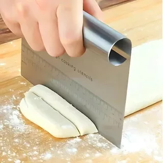 Kit 2 Raspador Espátula Em Inox Prática De Massa Com Cabo Tubular 15 cm Inoxidável Multiuso para Cozinha com Régua