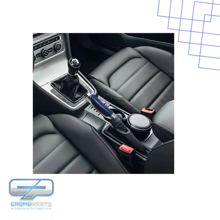 Aplique Esportivo Modelo Universal Sobre Capa Freio de Mão para Carro Caminhonete Manopla Cor Azul com Cromado