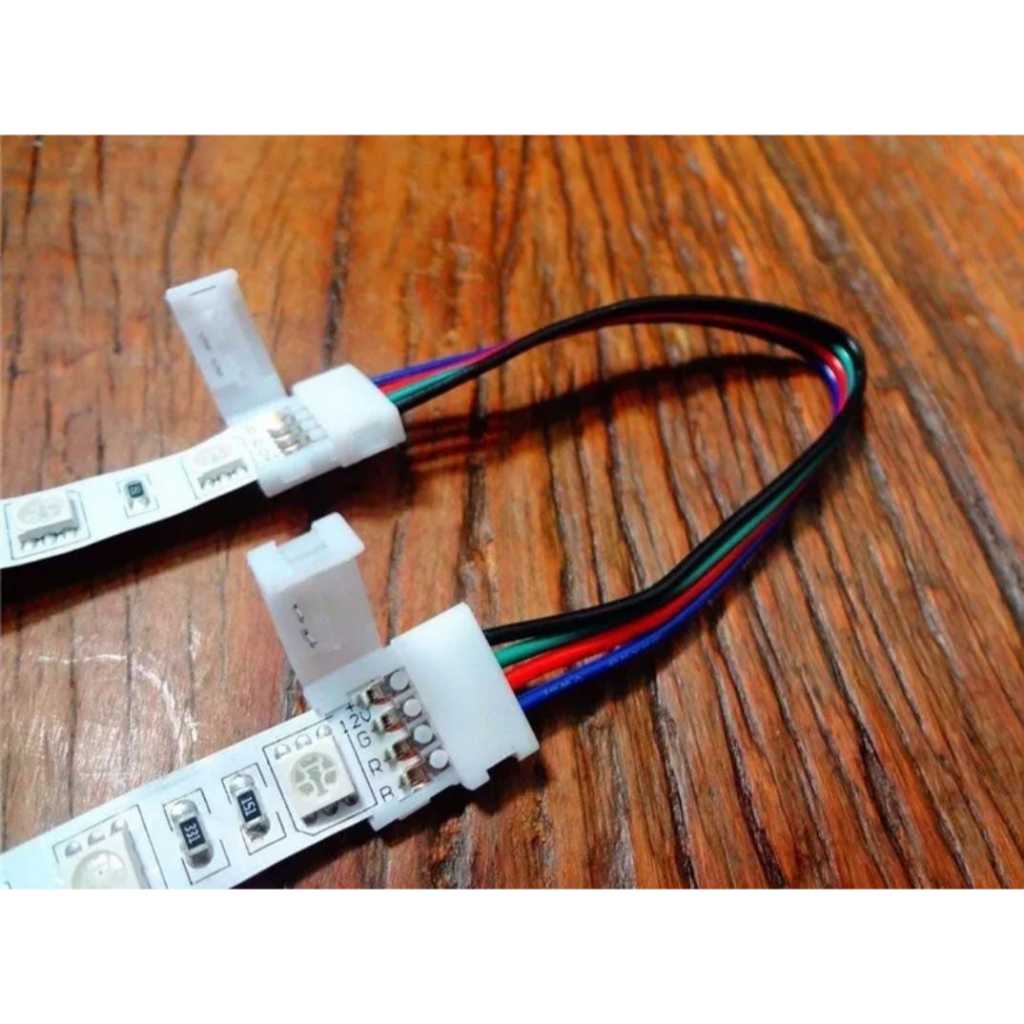 5 Emenda Conector Fita Led 10mm 4 Vias Rgb 5050 Com Fio