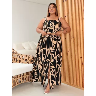 Conjunto Cropped Top E Saia Longa Com Fenda Plus Size Feminina Veste do 46 Ao 54